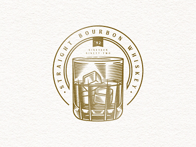 bourbon illustration badge bourbon glass ice illustration vector whiskey