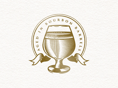 Barrel-Aged badge barrel aged beer bourbon illustration snifter texture vector