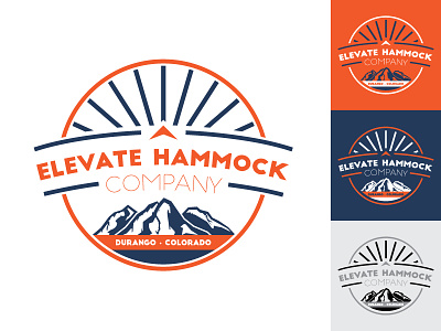 Elevate Hammock Company (WIP) badge blue brand colorado company durango elevate hammock illustration orange