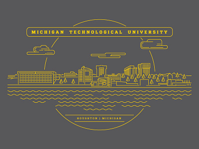 Michigan Tech Campus WIP building campus illustration line linework michigan mtu water