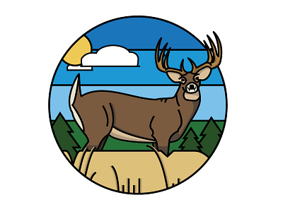 Buck Clipped buck deer illustration line linework wacom