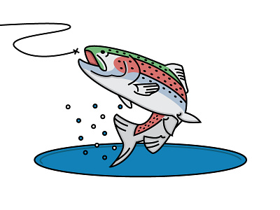 Rainbow Trout fish fly fly fishing illustration line rainbow trout wacom