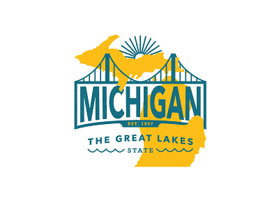 Michigan great lakes illustration mackinac bridge michigan mitten state