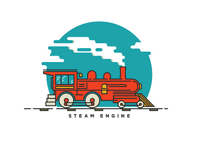 Steam Engine clouds illustration mockup steam engine asset train wip