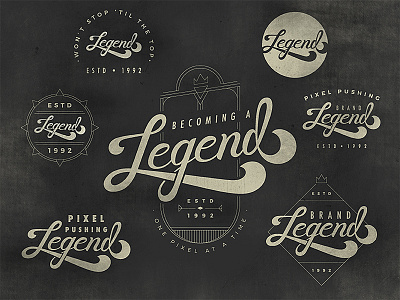 Legend Brand Concepts badge brand hand lettering illustration legend lettering script