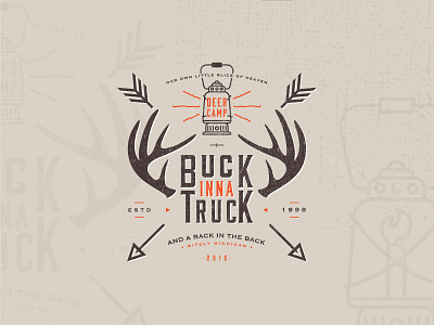 Buck Inna Truck antler arrow buck camp deer hunting lantern truck typography