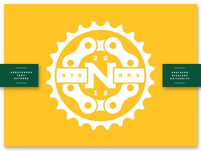 NTN | NMU badge bike chain illustration logo mark patch