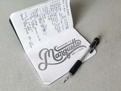 Marquette Script Sign field notes illustration lettering mockup script sketch