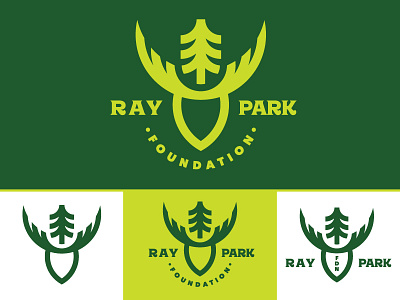 Ray Park Foundation antlers. branding buck deer icon illustration logo mark pine