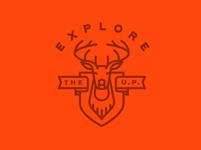 Explore The UP_2 badge buck deer explore illustration michigan monoline mount up
