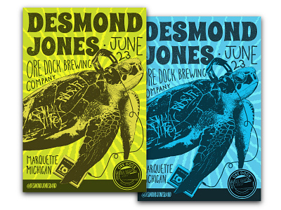 Desmond Jones Poster band brewery gig poster illustration music poster turtle