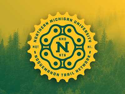 NTN | NMU Collaboration badge bike gear illustration logo michigan mountain biking nmu patch sprocket