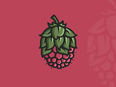 Berry Hoppy beer brand hops icon illustration lines logo raspberry