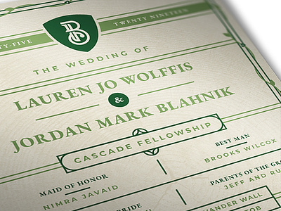 Wedding Program (WIP) green mockup monogram print program texture tree web wedding