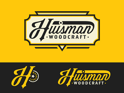 Huisman Woodcraft kit brand branding h identity lettering logo mark monogram patch script wood woodcraft