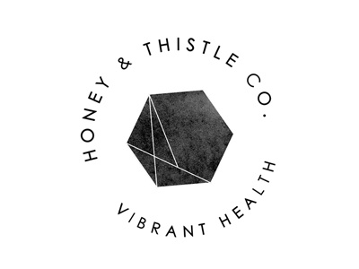 Honey & Thistle Submark health brand hexagon logo design submark wellness brand yoga brand