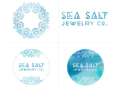 Sea Salt Jewelry Co. Logo bohemian design jewelry logo mandala watercolor