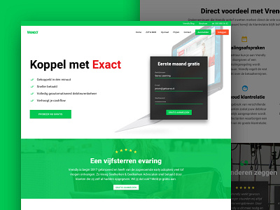 New webpage for www.vrendly.nl five stars form green landing page list list items marketing page one page review sign up sign up form webpage