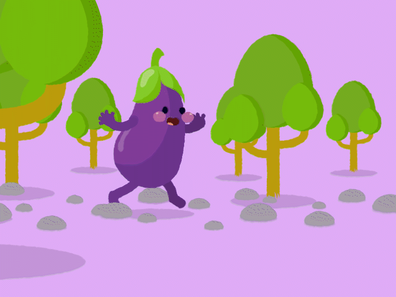 Eggplant come to me animated gif character character design cute eggplant flat design funny character illustration illustration art illustration gif little purple run cycle vegetables