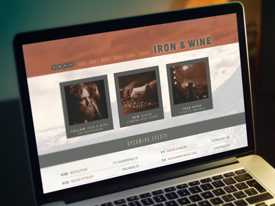 Iron & Wine Website interface musician ui ux website