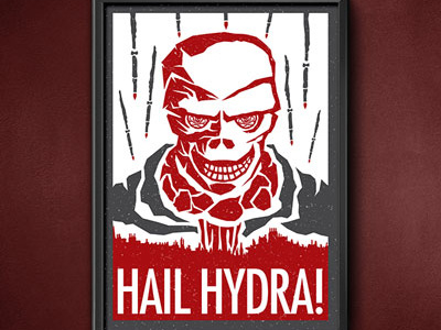 Screen print Hydra Poster black bomb comics frame hydra marvel poster propaganda red screen print skull superhero