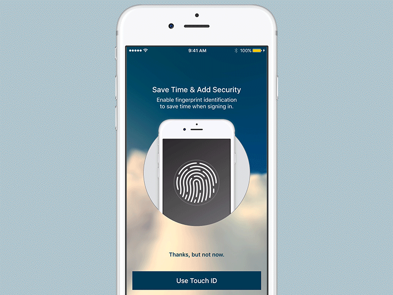 Pretty Please Animation animation clouds motion onboarding push notification touch id travel