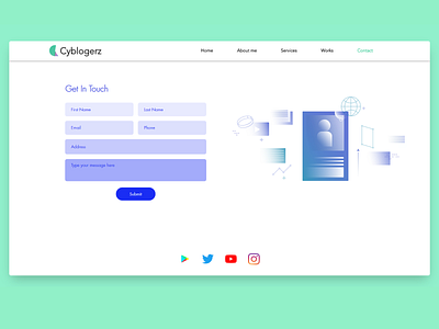 Contacts page website UI