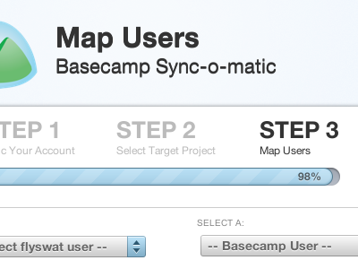 Ticketing App Sync Wizard admin basecamp progressbar sync ui users webapp wizard