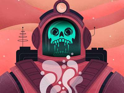 Out Of This World astro astronaut coffee design illustration neon out of this world sci-fi skull space spaceman