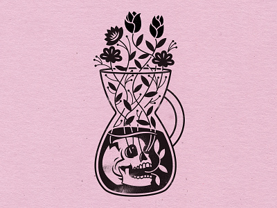 Bring Me Back to Life chemex coffee design flowers illustration pink lemonade skull