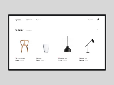 Myhome #4 clean design ecommerce furniture interface interior minimal product shop shopping store ui ux website white