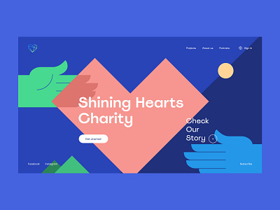 Shining Hearts Charity art blue branding charity clean concept design donation illustration interaction interface minimal people ui ux web website