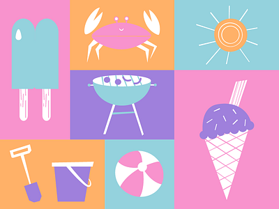 Summer is Coming bbq beach bright ice lolly icecream illustration sun