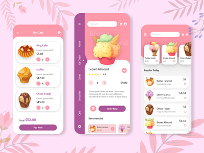 Online Desserts Delivery App app design app designer app ui app ui design app ui ux flat ui design food app food delivery app mobile ui kit mobile uiux modern ui ux online delivery app ui pink ui ui ui design ui ux design uiux user interface ux web design