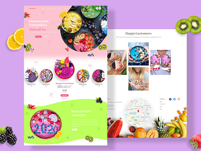 Smoothie shop website landing page design food and drink food website illustration landing page landing page design landing page ui logo ui ui ux ui ux design web design