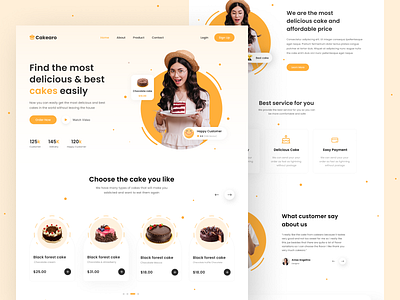 Cake Shop - Landing Page cake clean delivery drink eat eating food food drink food delivery home page landing page resipe restaurant shop ui design uiux ux design web design website cake website desigm