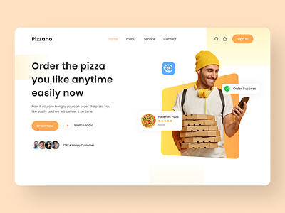 Pizzano - Landing Page clear design eat food food website home page landing page minimalist pizza pizza landing page populer ui ui design ux ux design web design website website design website pizza