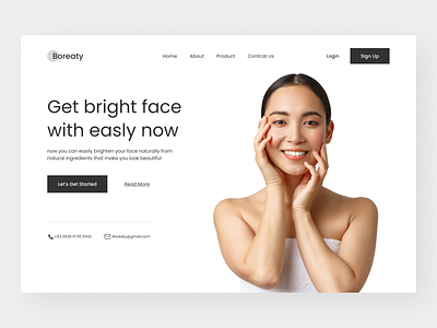 Boreaty - Web Design beuty beutyful clean design home page landing page landing page website minimalist populer product skin care ui ui design ux ux design web design website design women