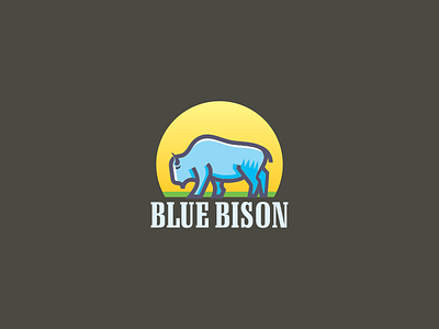 Blue Bison bison buffalo design icon identity logo mark simple symbol