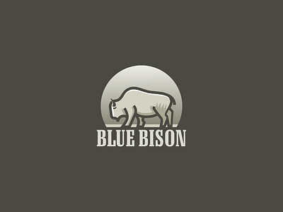 Blue Bison - gray version bison buffalo design gray icon identity logo mark simple symbol