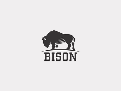 Bison bison buffalo design gray icon identity logo mark simple symbol