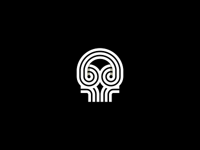 Skull Headphones black design headphones icon identity lines logo simple skull symbol white