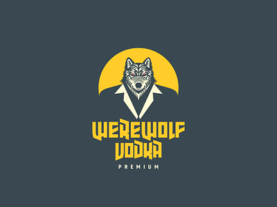 Werewolf Vodka black design icon identity illustration label logo symbol vodka werewolf wolf yellow