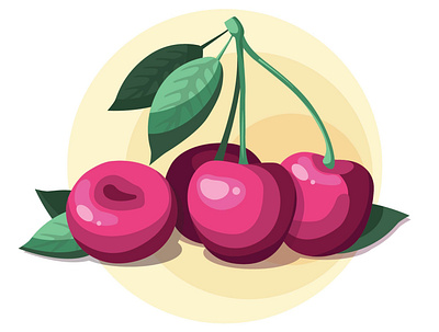 Ripe cherry design flat illustration illustrator minimal vector