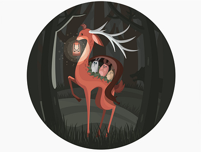 Bold deer animals character design flat illustration illustrator vector