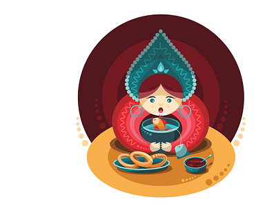 tea drinking character design flat illustration illustrator vector