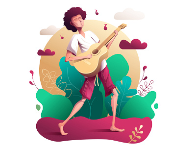 The musician in love character design flat illustration illustrator vector