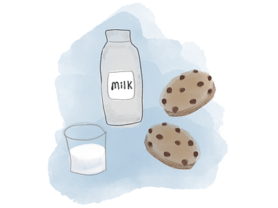 Watercolor Milk and cookies