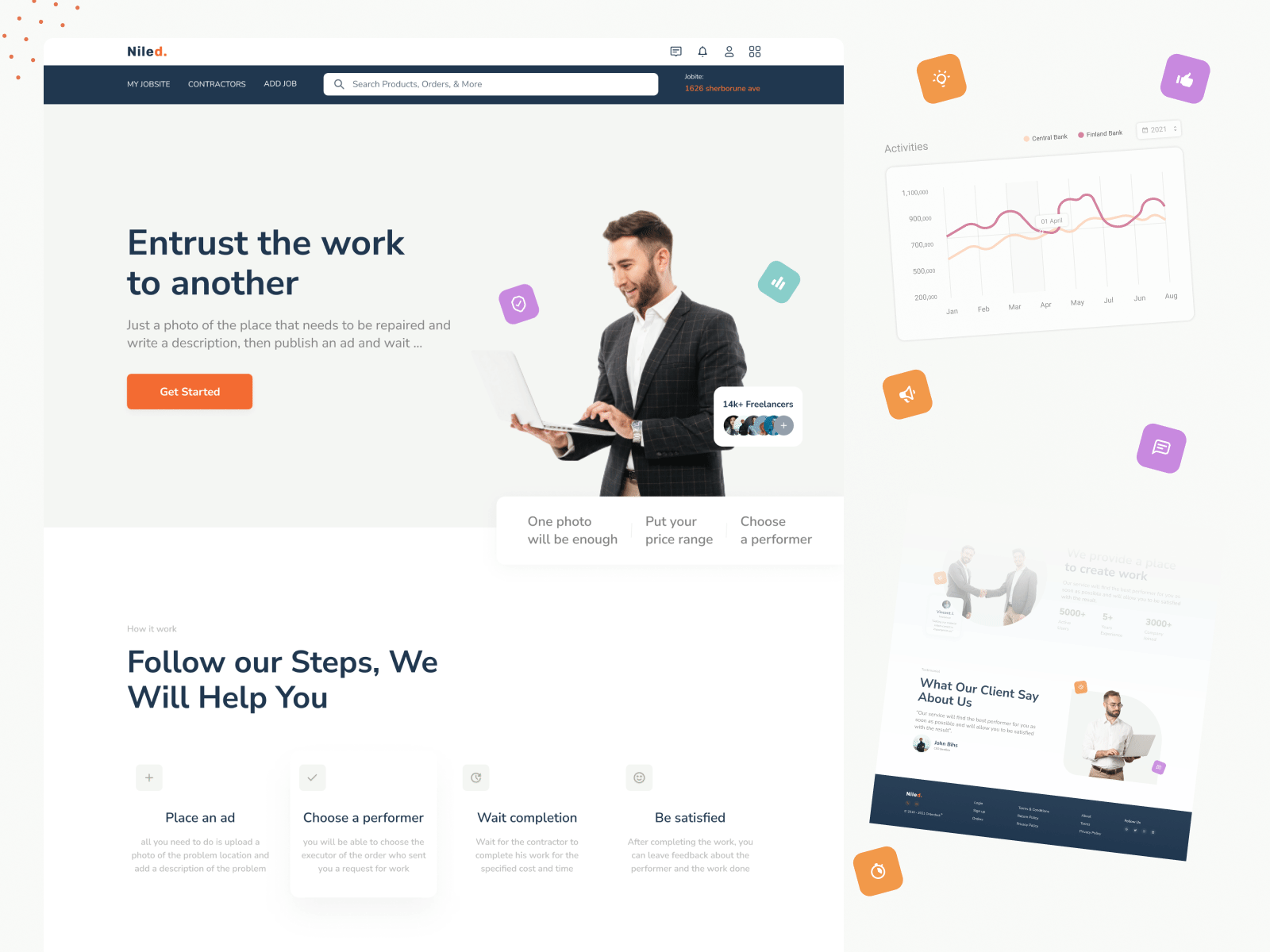 Search a short-term job animation clean customer easy figma for job for search freelancer gray job landing minimal popular search top ui ux work