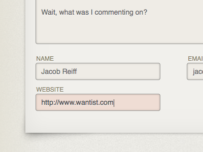 Comment form in progress